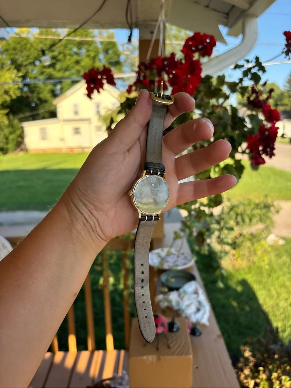 kate spade Black Dial with Gold Case and Black Leather Strap